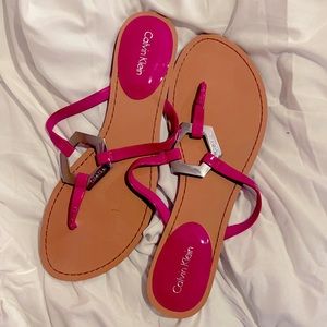 Calvin Klein Sandals- size 9 (Tan & Pink)